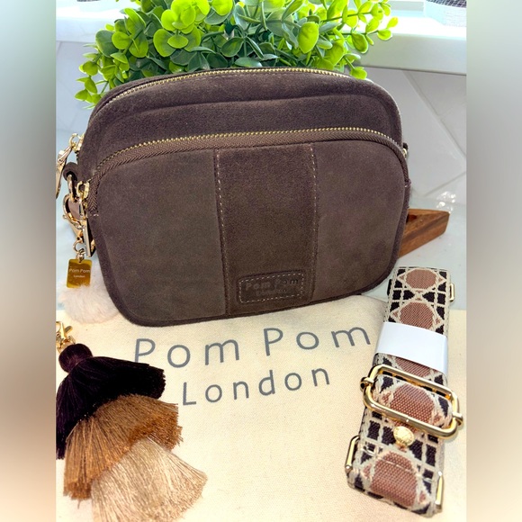 pom pom London Handbags - Pom Pom Pompom London brown suede original crossbody bag new conker strap